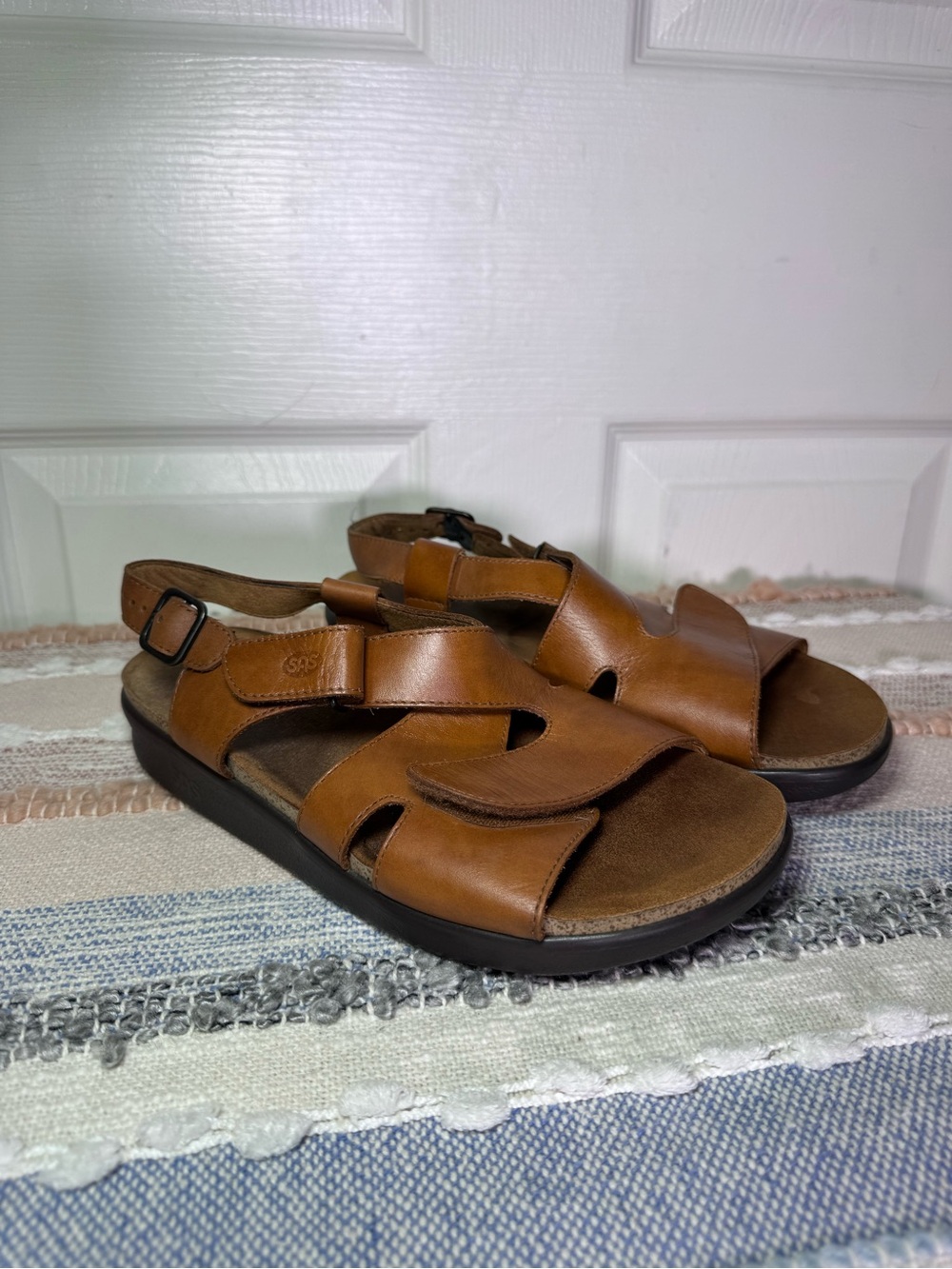 SAS Women's Brown Leather Adjustable Strap Sandals